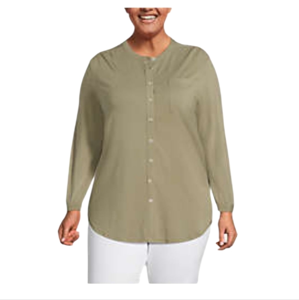 Lands End 2x Plus Size Long Sleeve jersey A-line Tunic